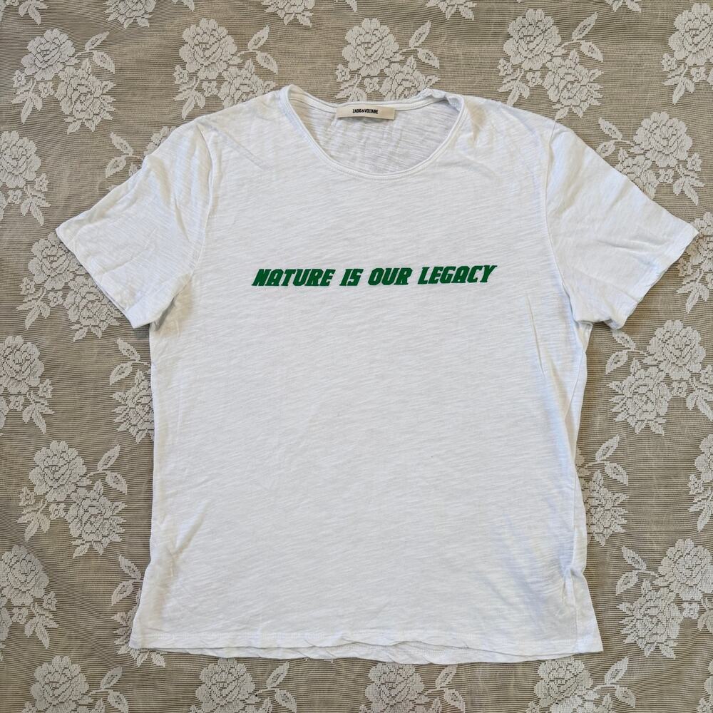 Zadig & Voltaire Nature Is Our Legacy White T-Shirt Size S